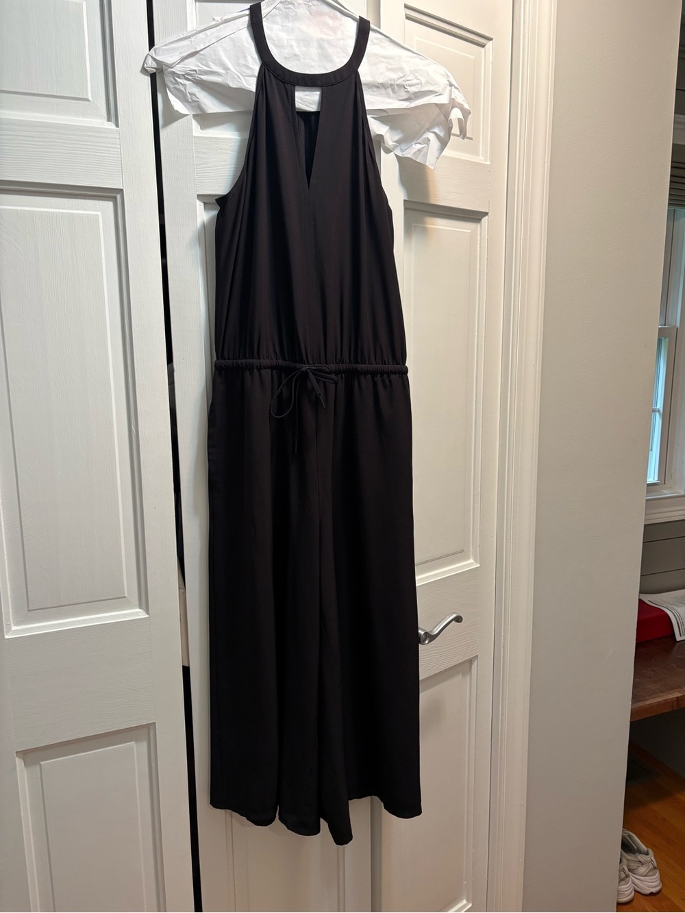 Athleta Black Halter-Style Jumpsuit with Drawstring Waist